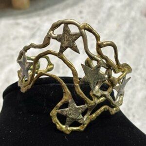 Brutalist Style Artisan Cuff with Stars